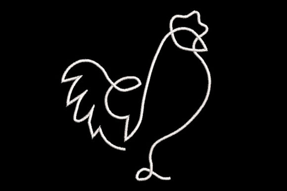 Minimalistic One Line Rooster Review for Seasonal Embroidery