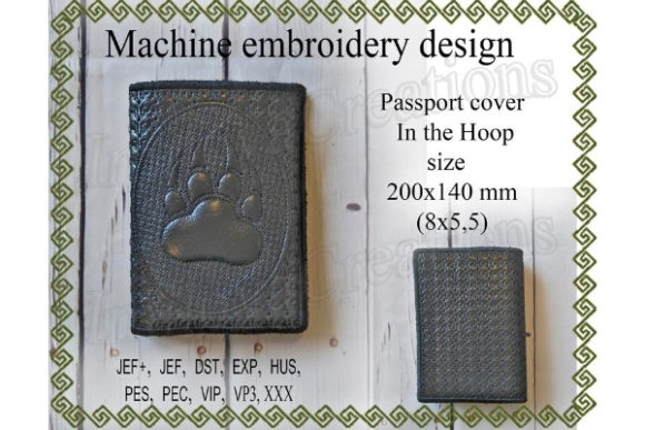 Passport Cover Paw with Claws Embroidery